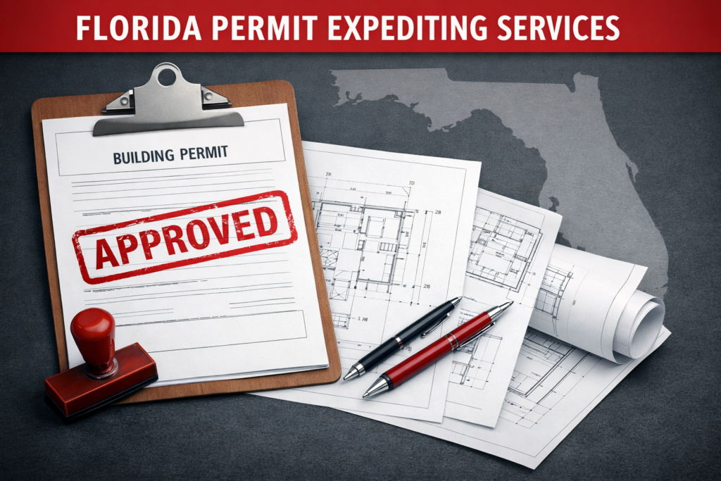 Florida permit expediting services with approved permit package and drawings